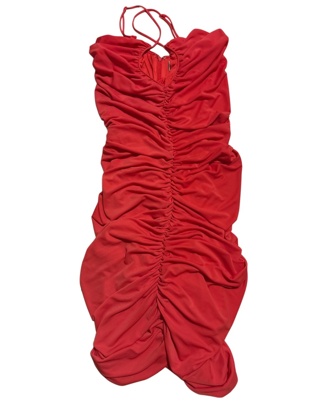 Halston Heritage Orange Ruched Bodycon Dress